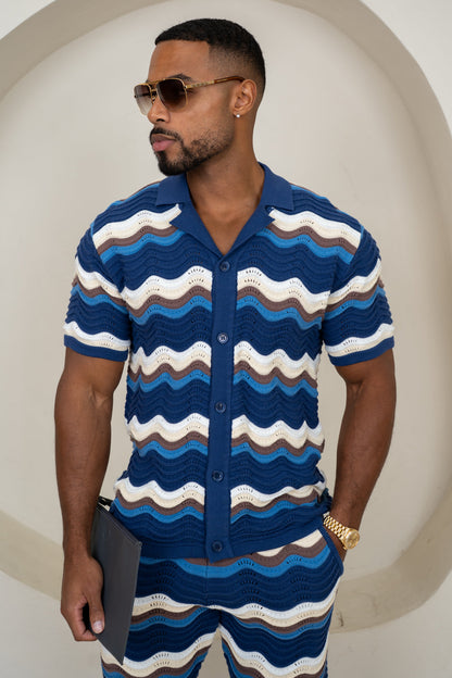Capri Wave Resort Knitted Shirt - Navy