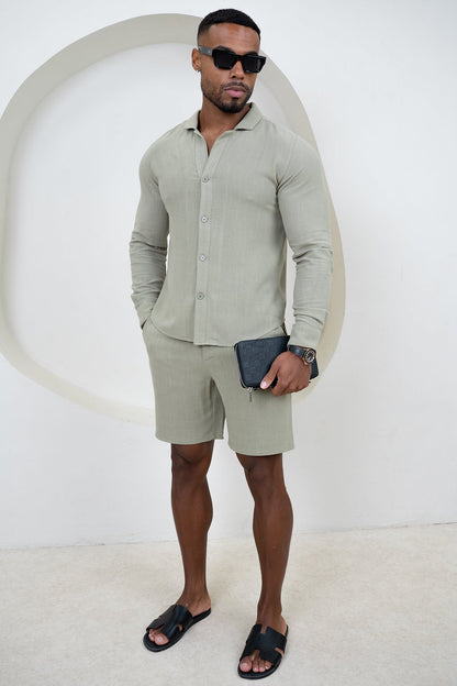 Linen Shorts - Olive