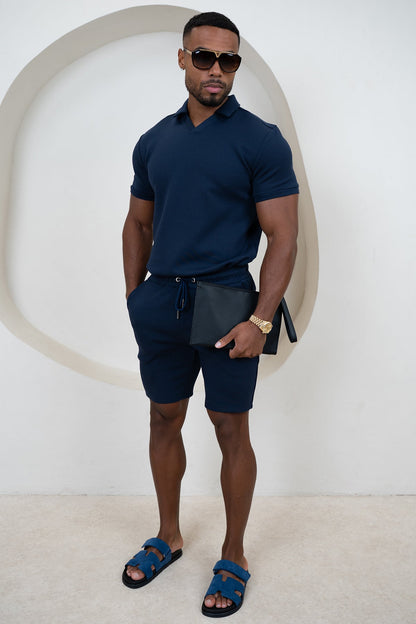 Brushed Scuba Shorts - Navy
