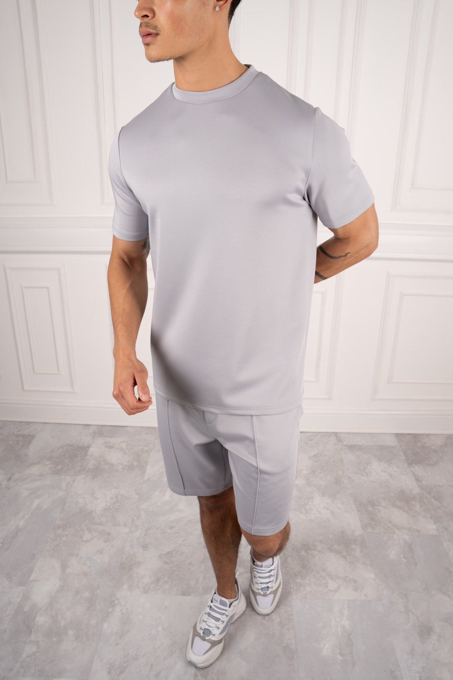 Scuba Slim Fit T-Shirt & Short Set - 5 Colours (Grey, Back, Charcoal, Taupe, Navy) - 5 Pack