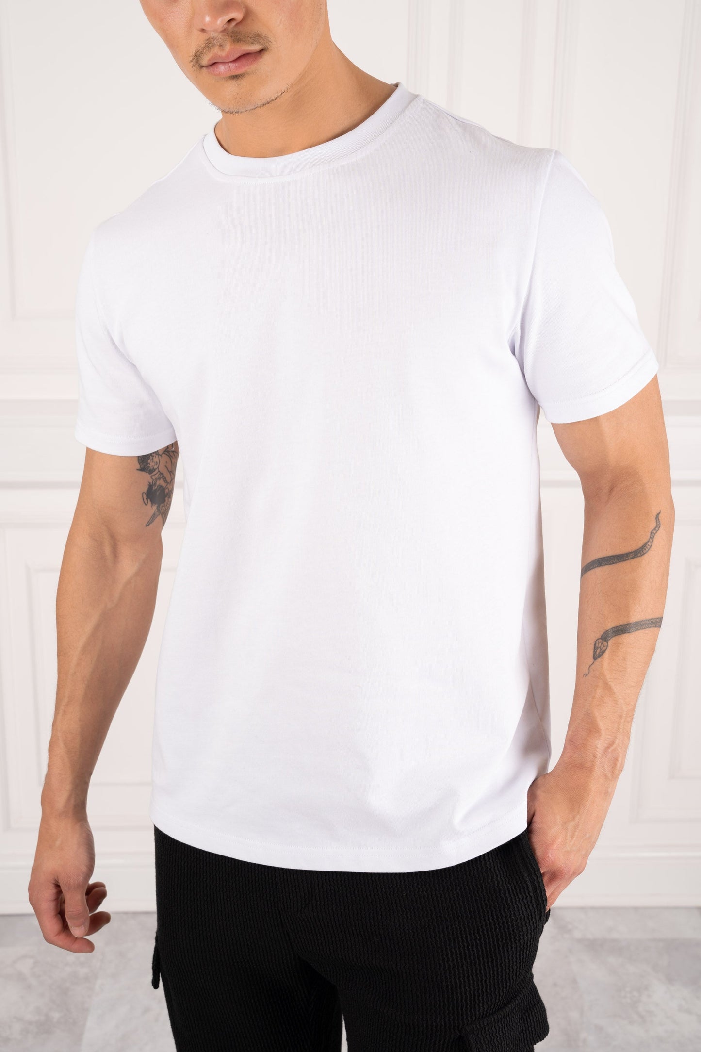 Premium Essential Slim Fit T-Shirt - White - Offer