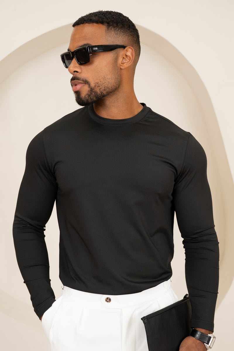 Mercerised Luxe Long Sleeve T-Shirt - Black