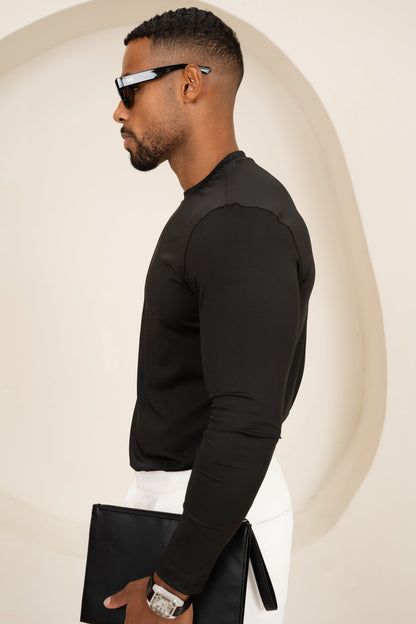 Mercerised Luxe Long Sleeve T-Shirt - Black