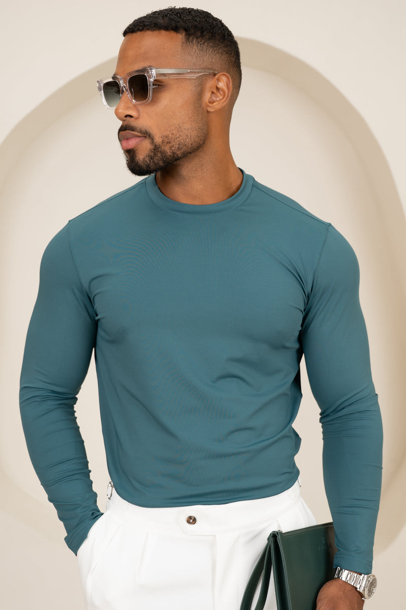 Mercerised Luxe Long Sleeve T-Shirt - Teal
