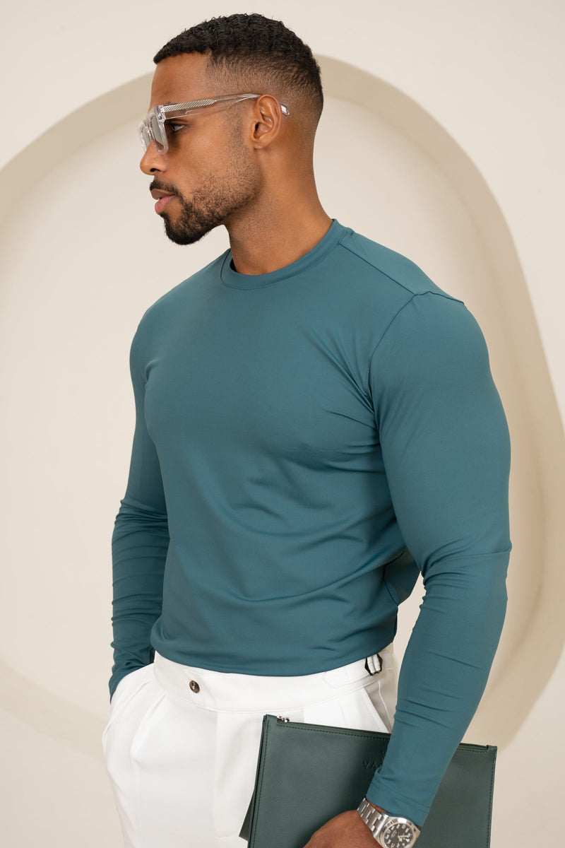 Mercerised Luxe Long Sleeve T-Shirt - Teal