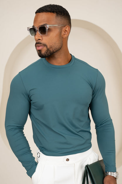 Mercerised Luxe Long Sleeve T-Shirt - Teal