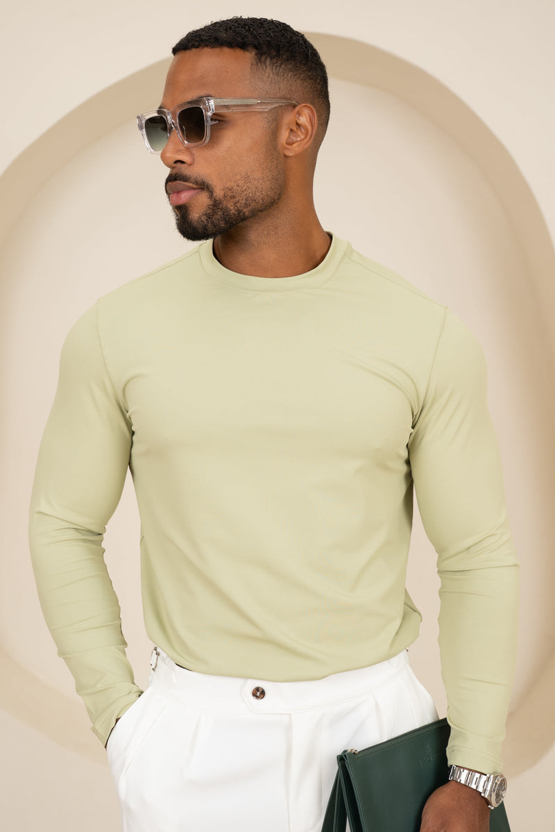 Mercerised Luxe Long Sleeve T-Shirt - Olive