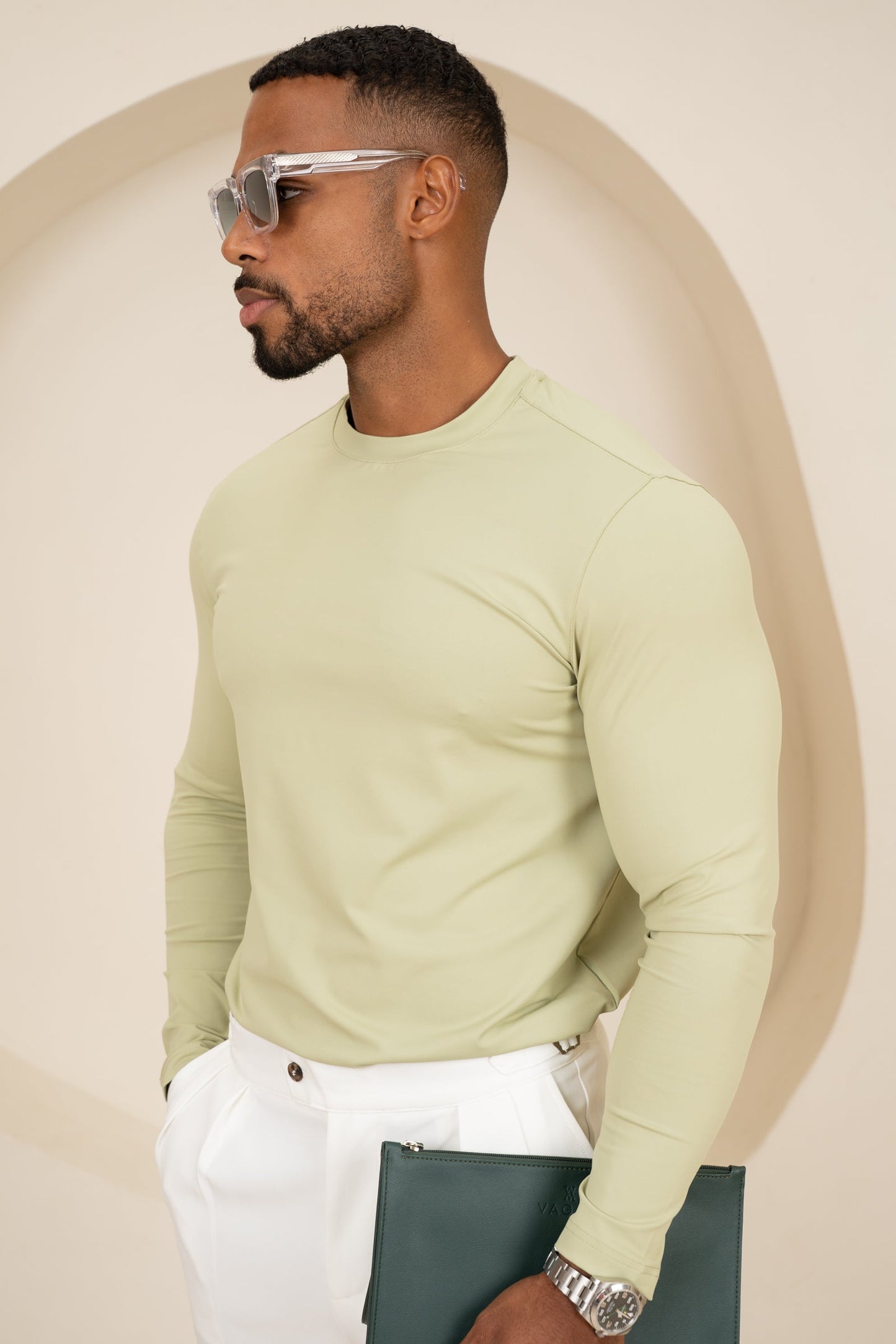 Mercerised Luxe Long Sleeve T-Shirt - Olive