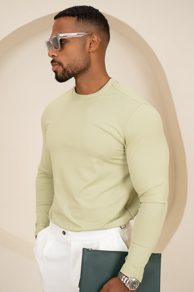 Mercerised Luxe Long Sleeve T-Shirt - Olive