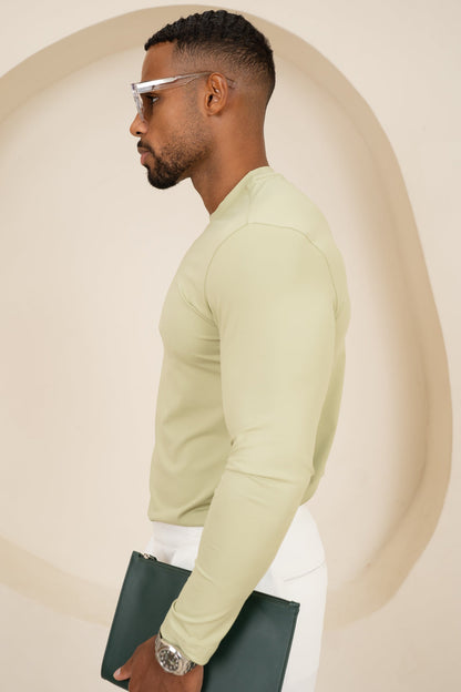 Mercerised Luxe Long Sleeve T-Shirt - Olive