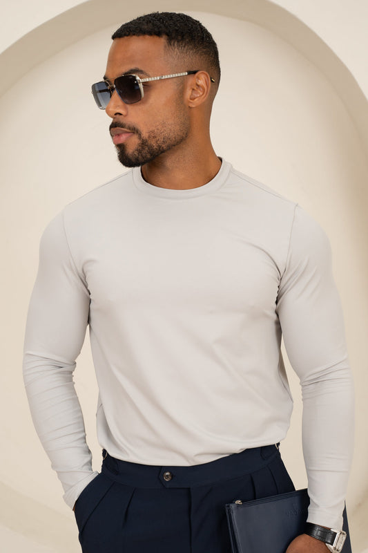 Mercerised Luxe Long Sleeve T-Shirt - Grey