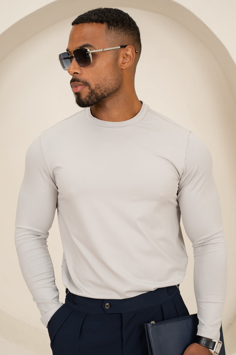 Mercerised Luxe Long Sleeve T-Shirt - Grey