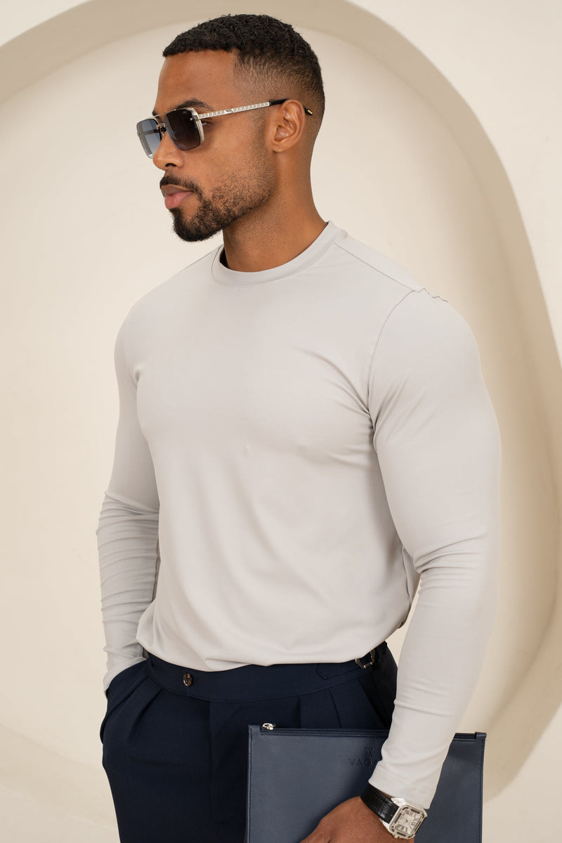 Mercerised Luxe Long Sleeve T-Shirt - Grey