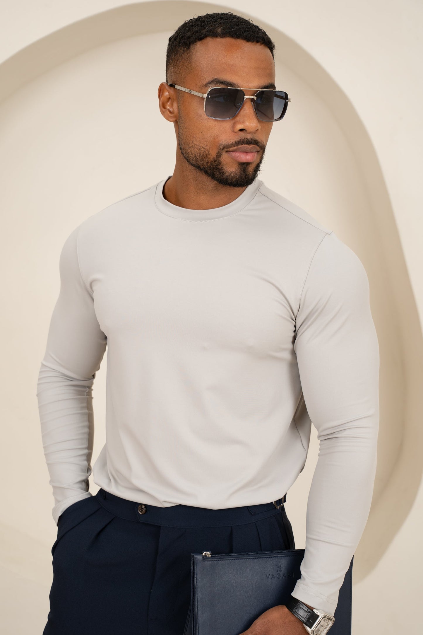 Mercerised Luxe Long Sleeve T-Shirt - Grey