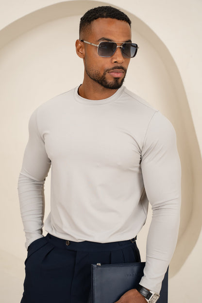 Mercerised Luxe Long Sleeve T-Shirt - Grey