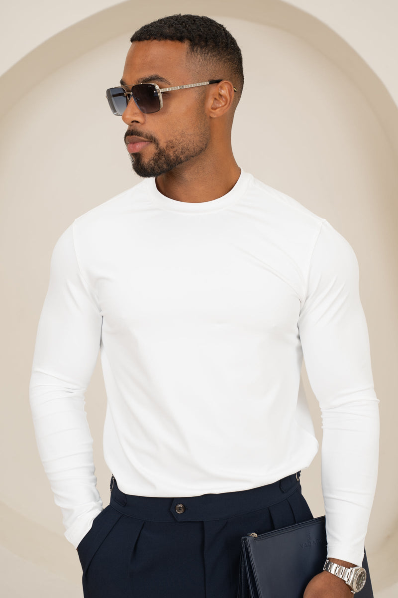 Mercerised Luxe Long Sleeve T-Shirt - White