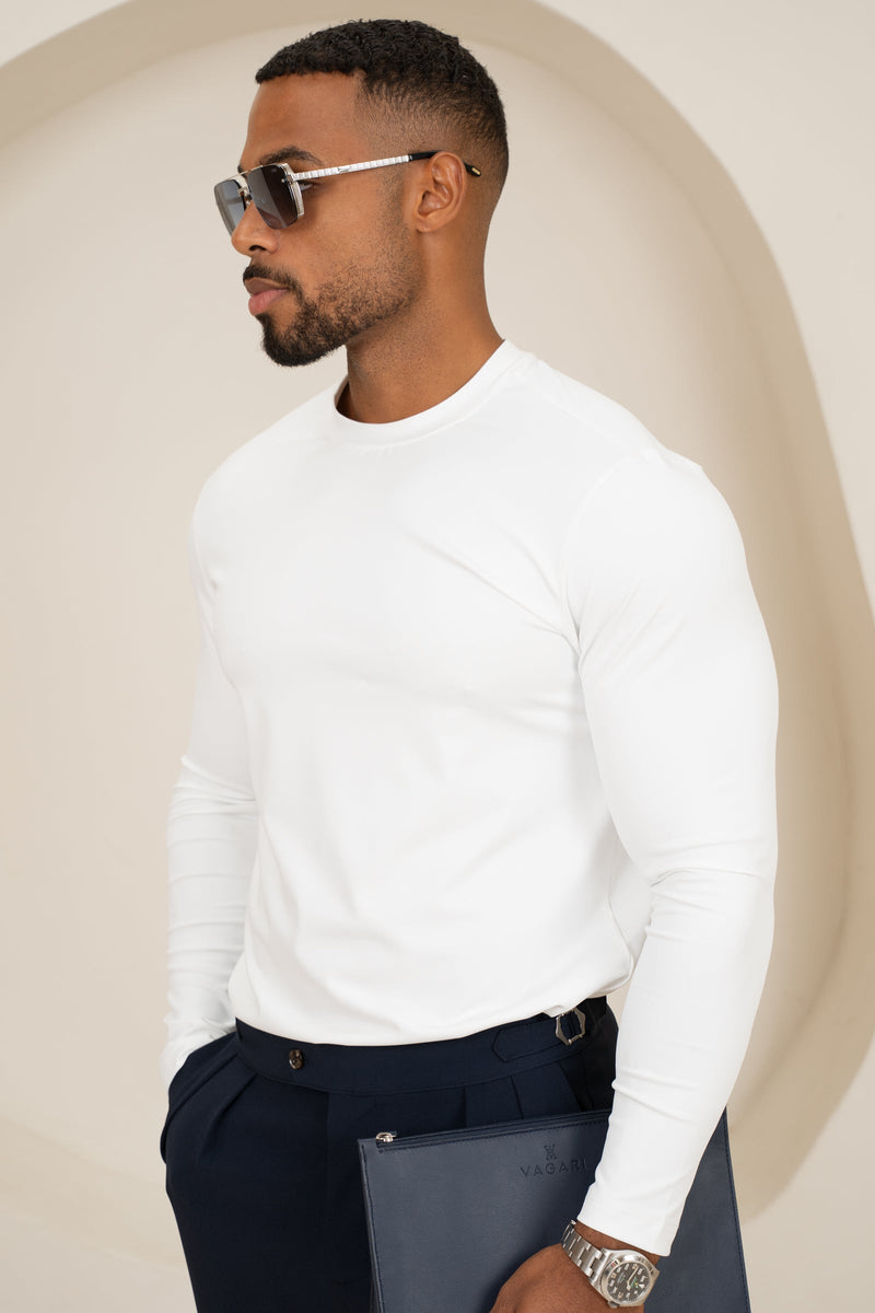 Mercerised Luxe Long Sleeve T-Shirt - White