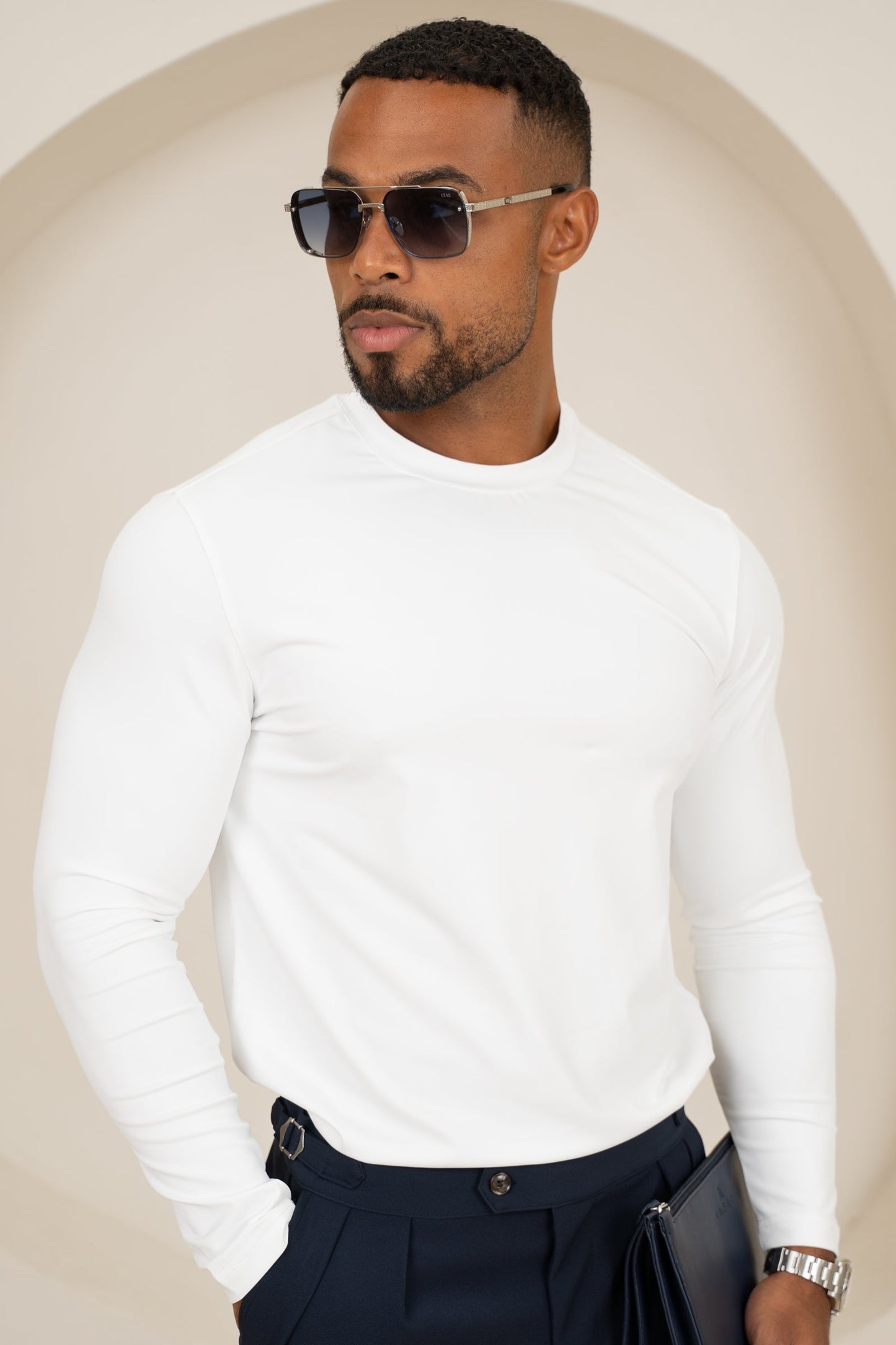 Mercerised Luxe Long Sleeve T-Shirt - White