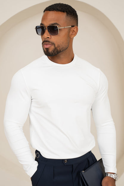 Mercerised Luxe Long Sleeve T-Shirt - White