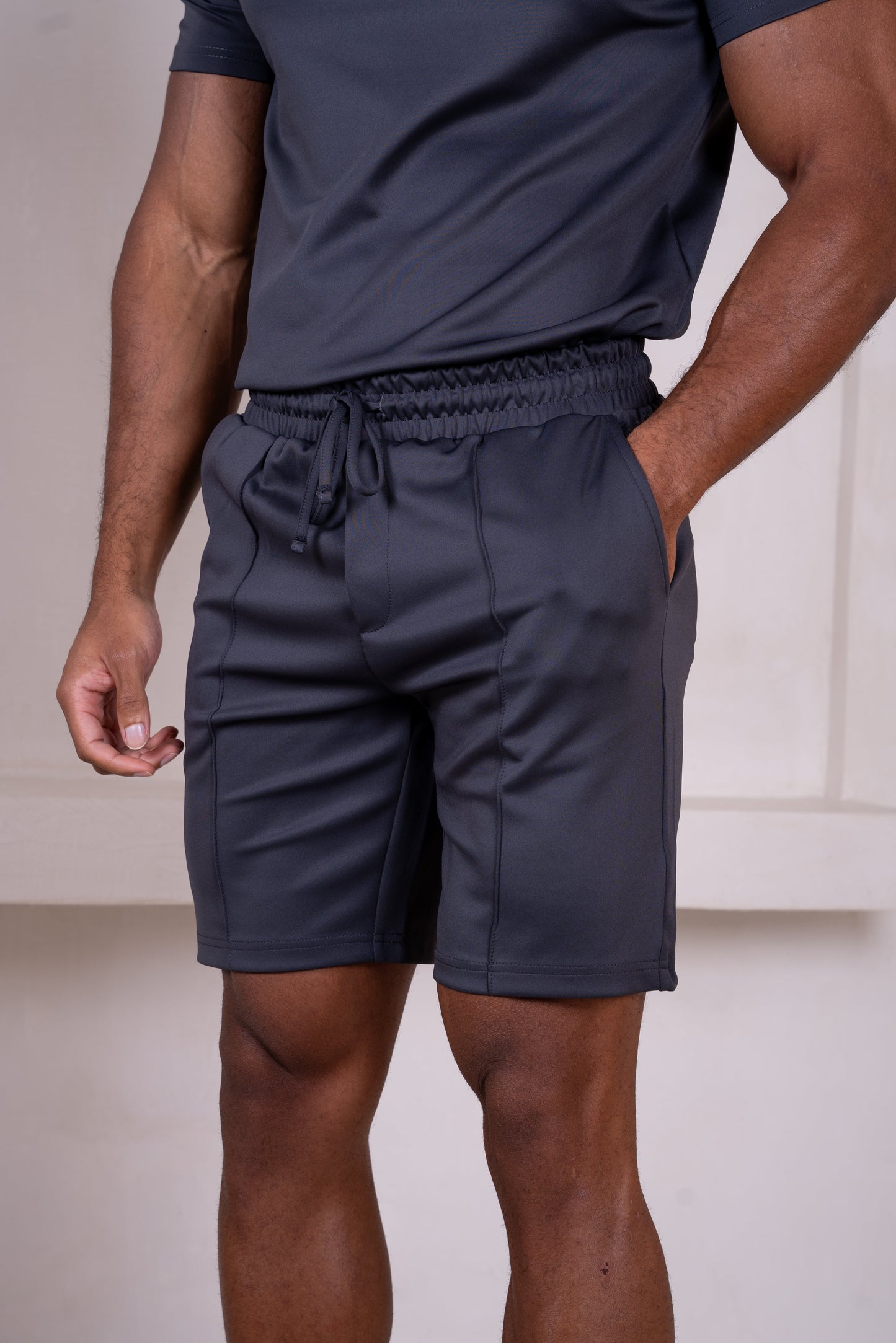 Premium Scuba Pintuck Shorts - Charcoal