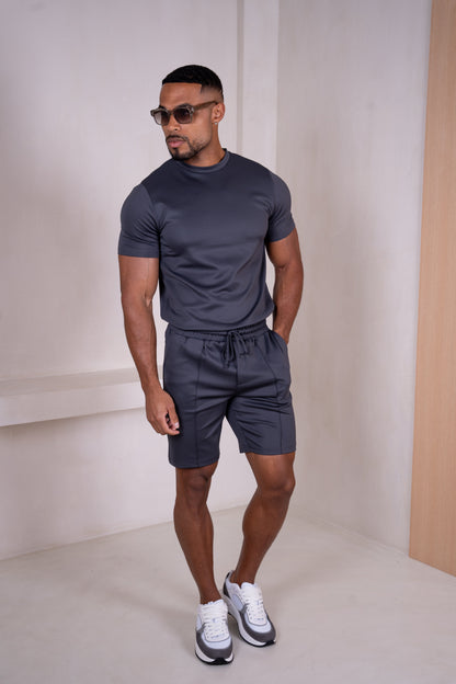Premium Scuba Pintuck Shorts - Charcoal