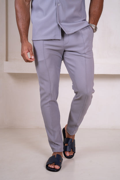 Pleated Slim Fit Trouser - Grey