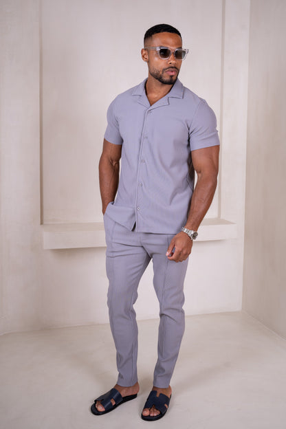 Pleated Slim Fit Trouser - Grey