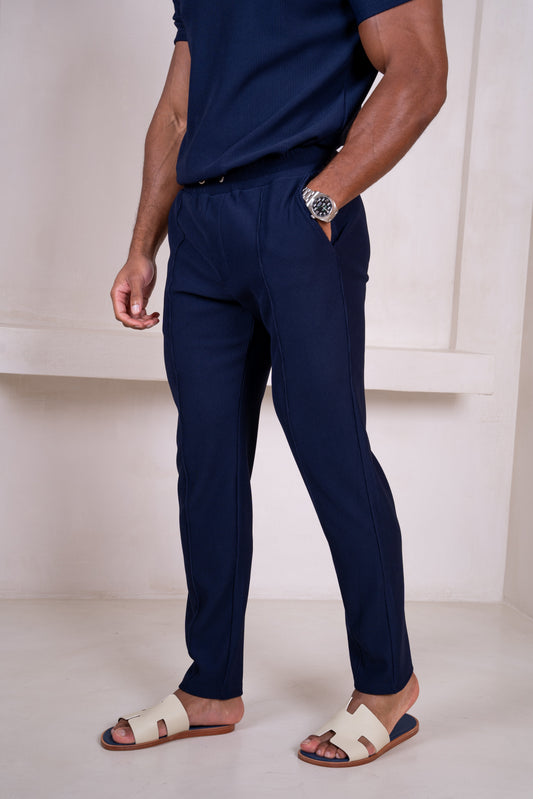 Pleated Slim Fit Trouser - Navy