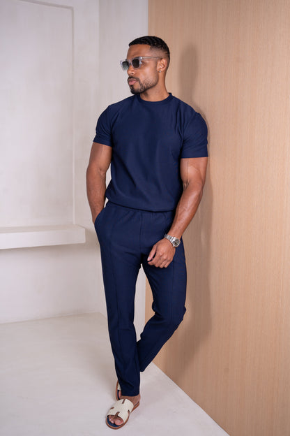 Pleated Slim Fit Trouser - Navy