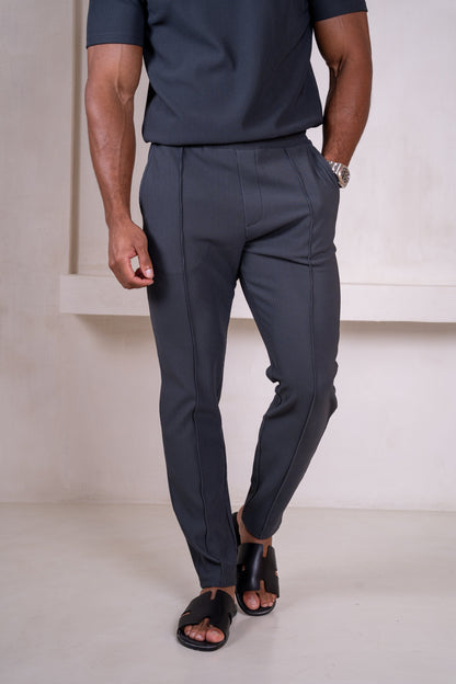 Pleated Slim Fit Trouser - Charcoal