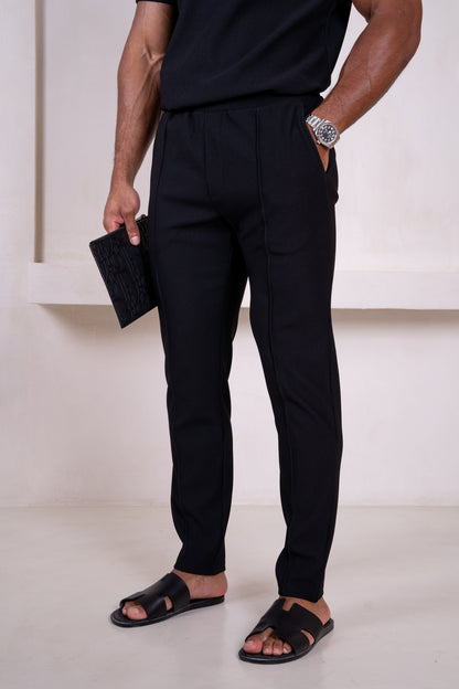 Pleated Slim Fit Trouser - Black