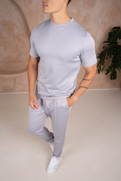 Scuba Slim Fit T-Shirt & Pintuck Joggers Set - 3 Pack (Black, Grey, Charcoal)