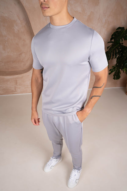 Scuba Slim Fit T-Shirt & Pintuck Joggers Set - 3 Pack (Black, Grey, Charcoal)