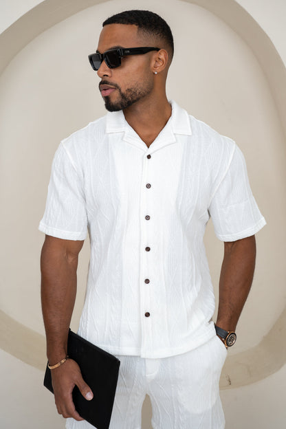 Jacquard Oversized Resort Shirt - Off White