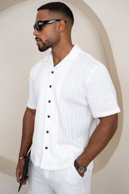Jacquard Oversized Resort Shirt - Off White
