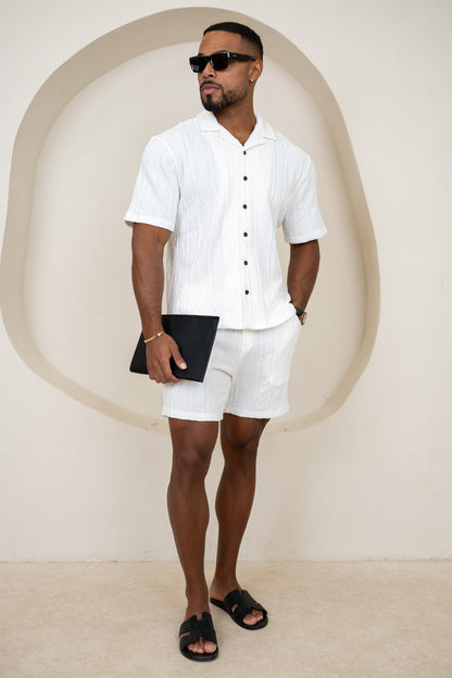 Jacquard Oversized Resort Shirt - Off White