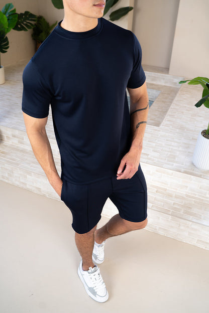 Scuba Slim Fit T-Shirt & Short Set - 5 Colours (Grey, Back, Charcoal, Taupe, Navy) - 5 Pack