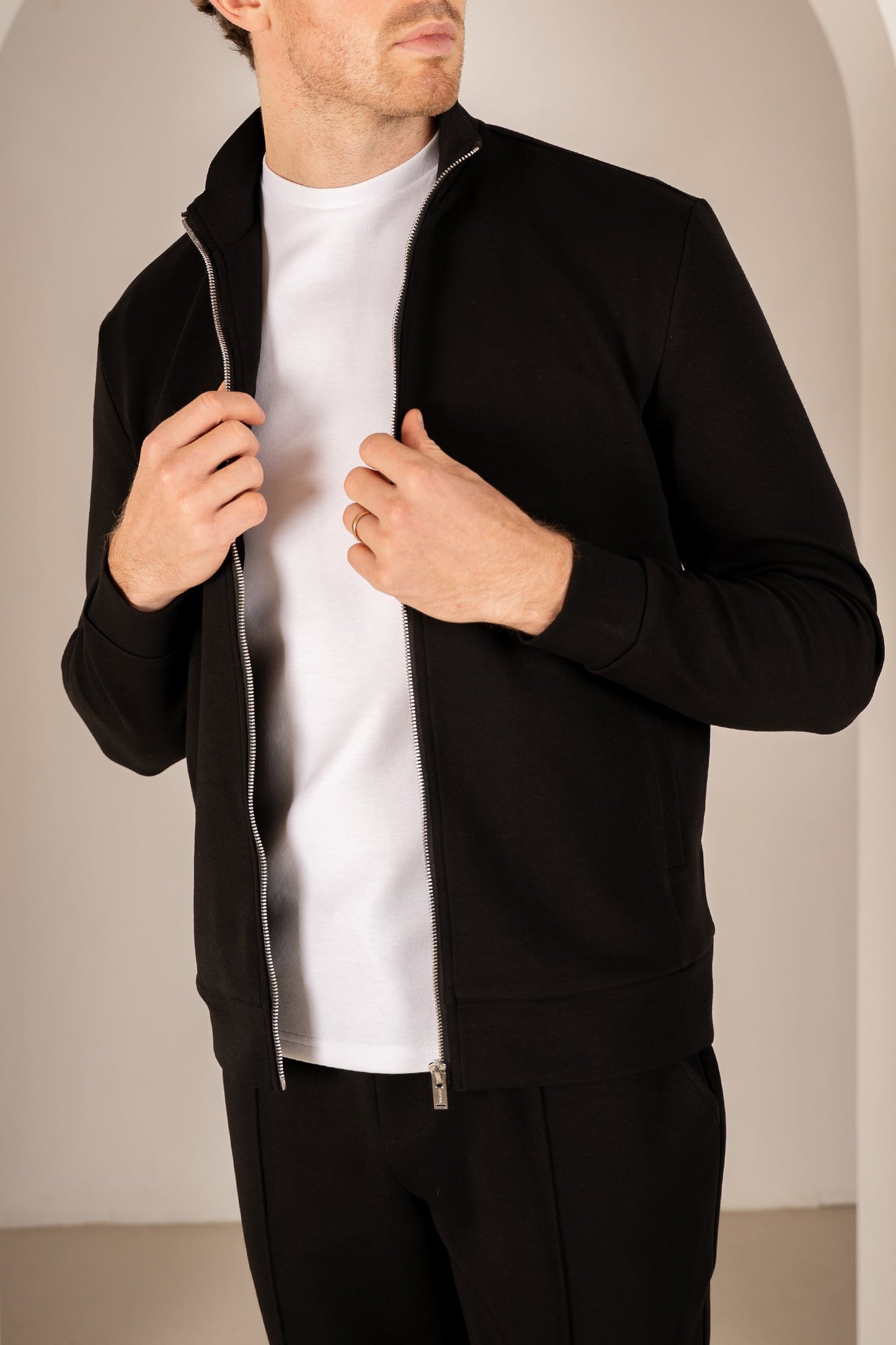 Interlock Zip-Up Jacket - Black
