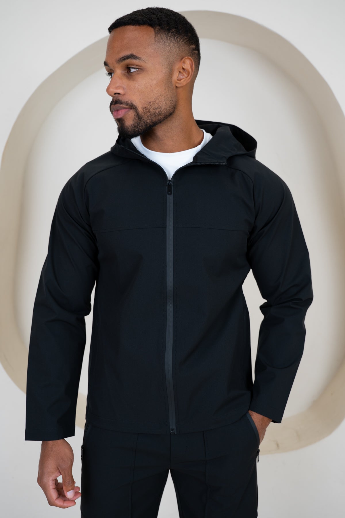 Pinnacle Brushed Technical Windbreaker Jacket - Black