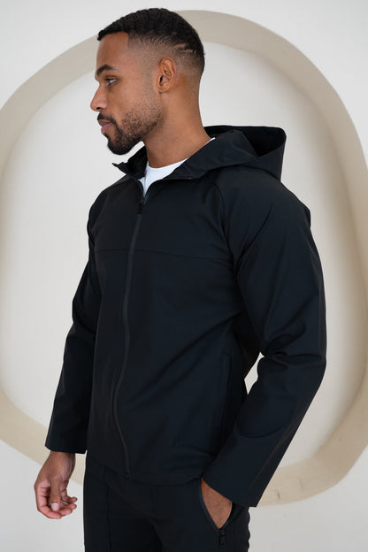 Pinnacle Brushed Technical Windbreaker Jacket - Black