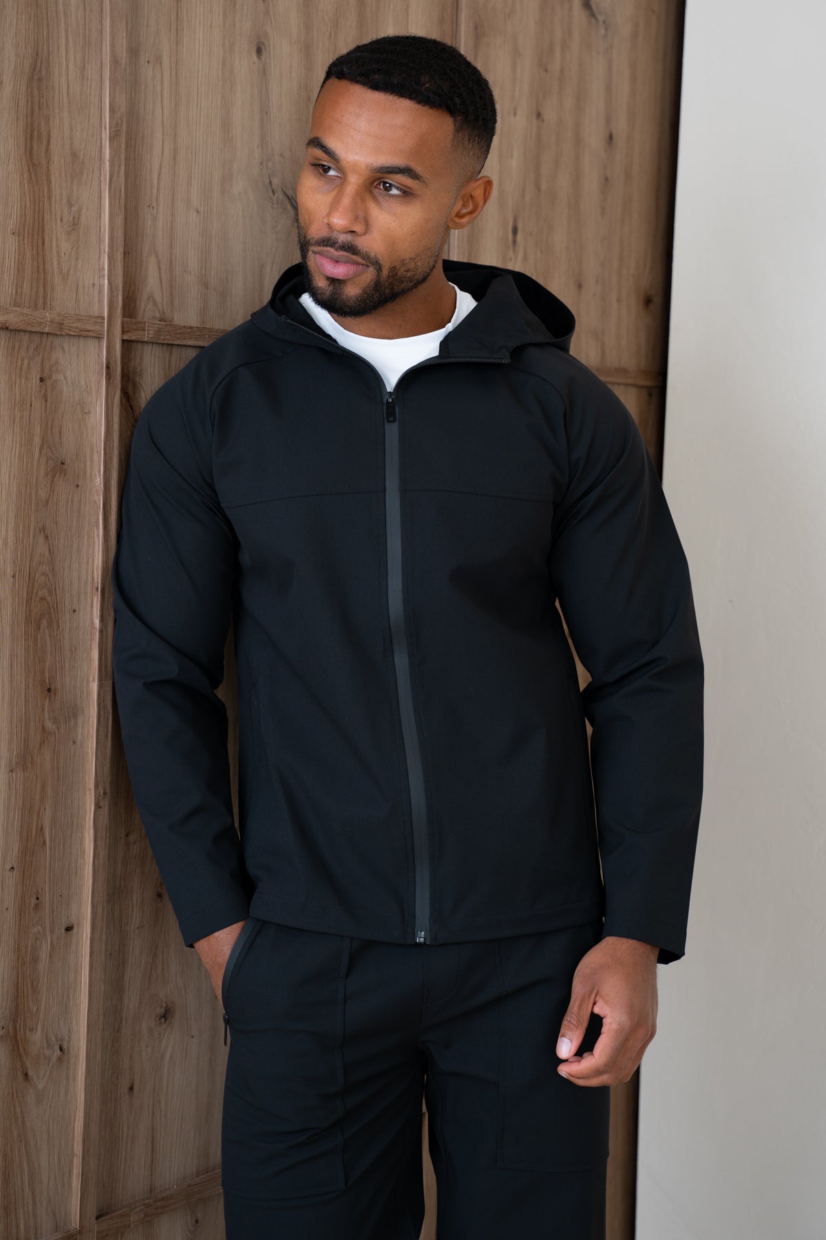 Pinnacle Brushed Technical Windbreaker Jacket - Black