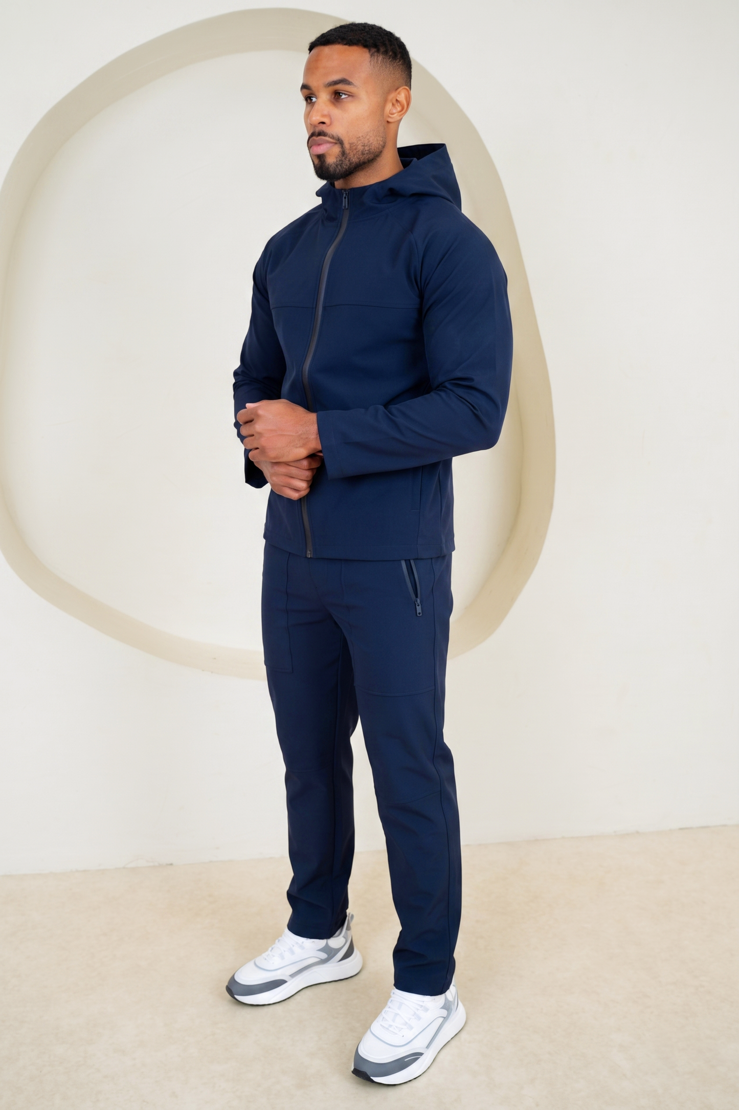 Pinnacle Brushed Technical Windbreaker Jacket - Navy