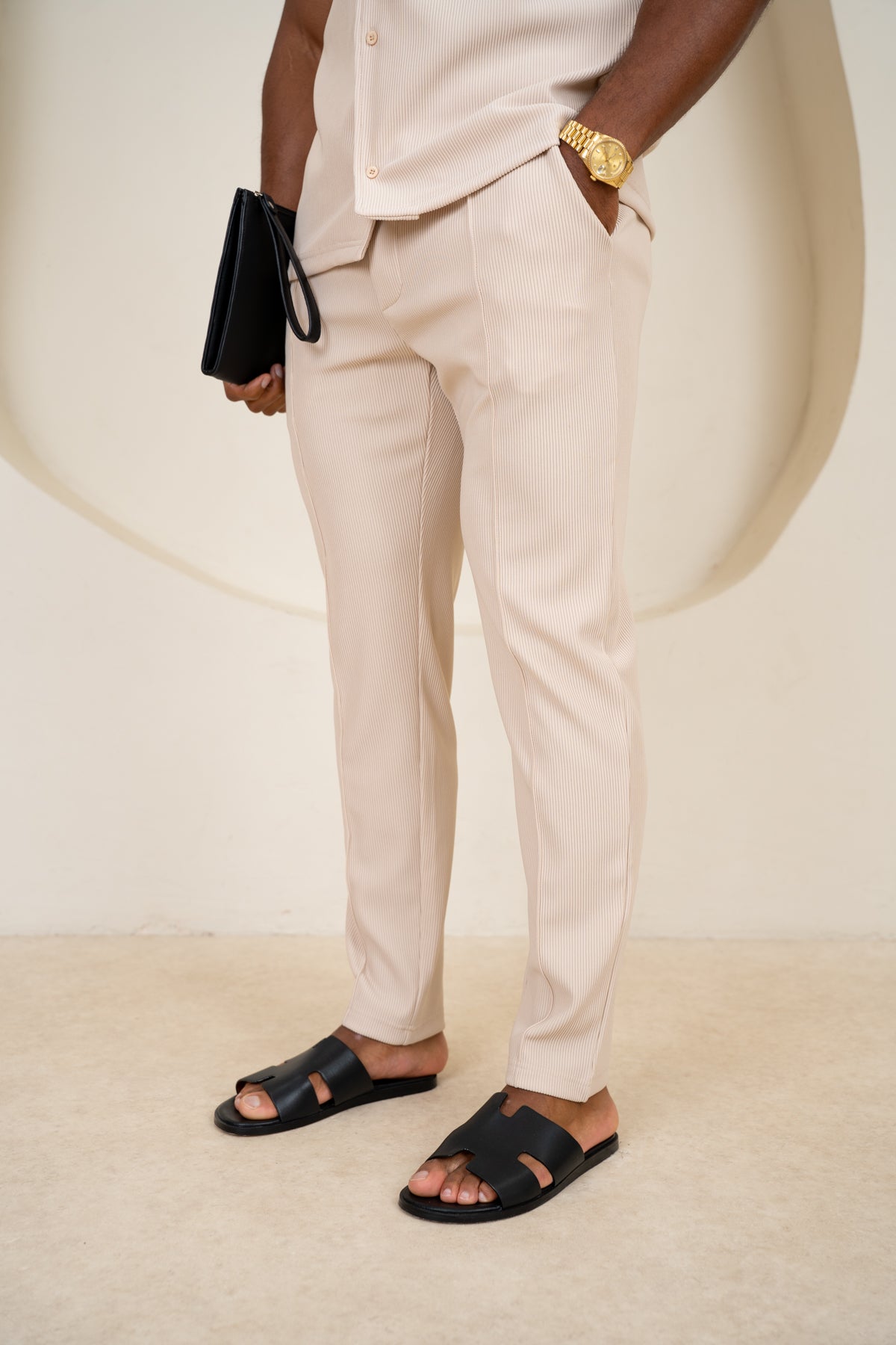 Pleated Slim Fit Shirt - Taupe