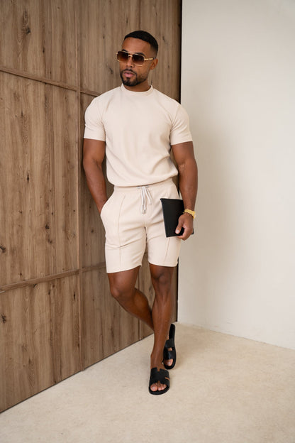 Pleated Slim Fit Shorts - Taupe