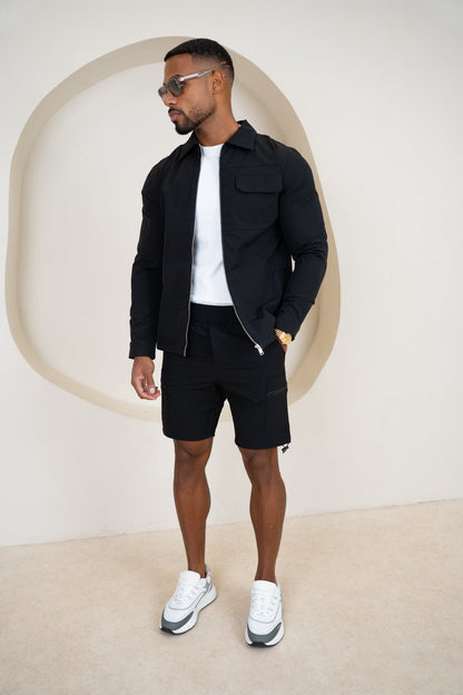 Premium Detail Cargo Shorts V2 - Black