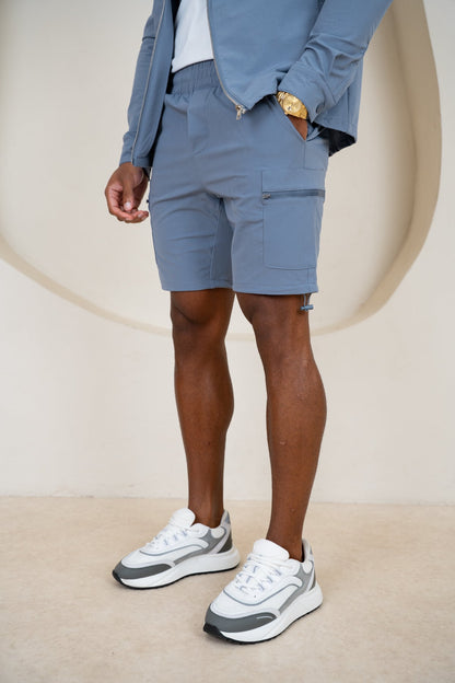Premium Detail Cargo Shorts V2 - Steel Blue