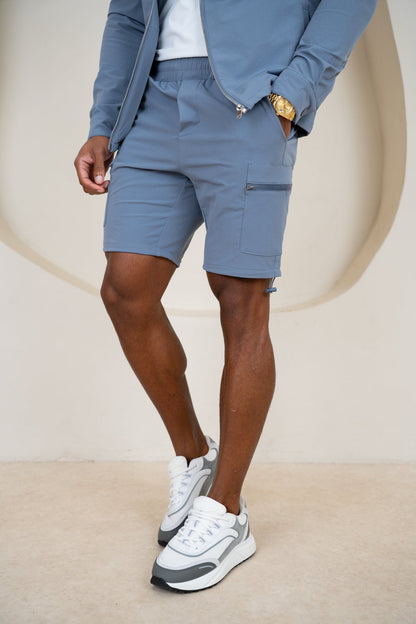 Premium Detail Cargo Shorts V2 - Steel Blue