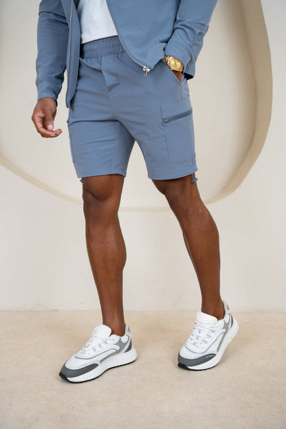 Premium Detail Cargo Shorts V2 - Steel Blue