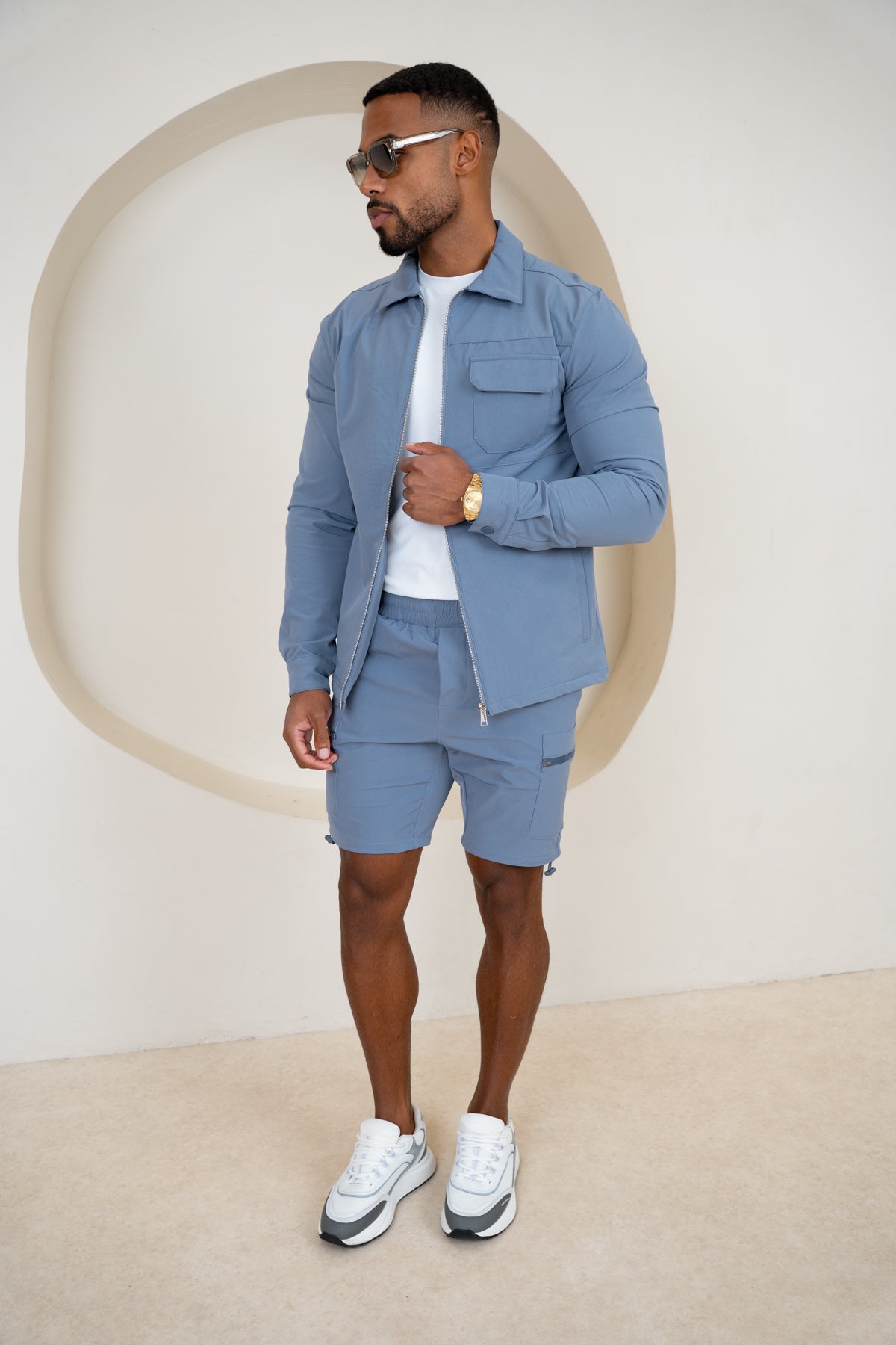 Premium Detail Cargo Shorts V2 - Steel Blue