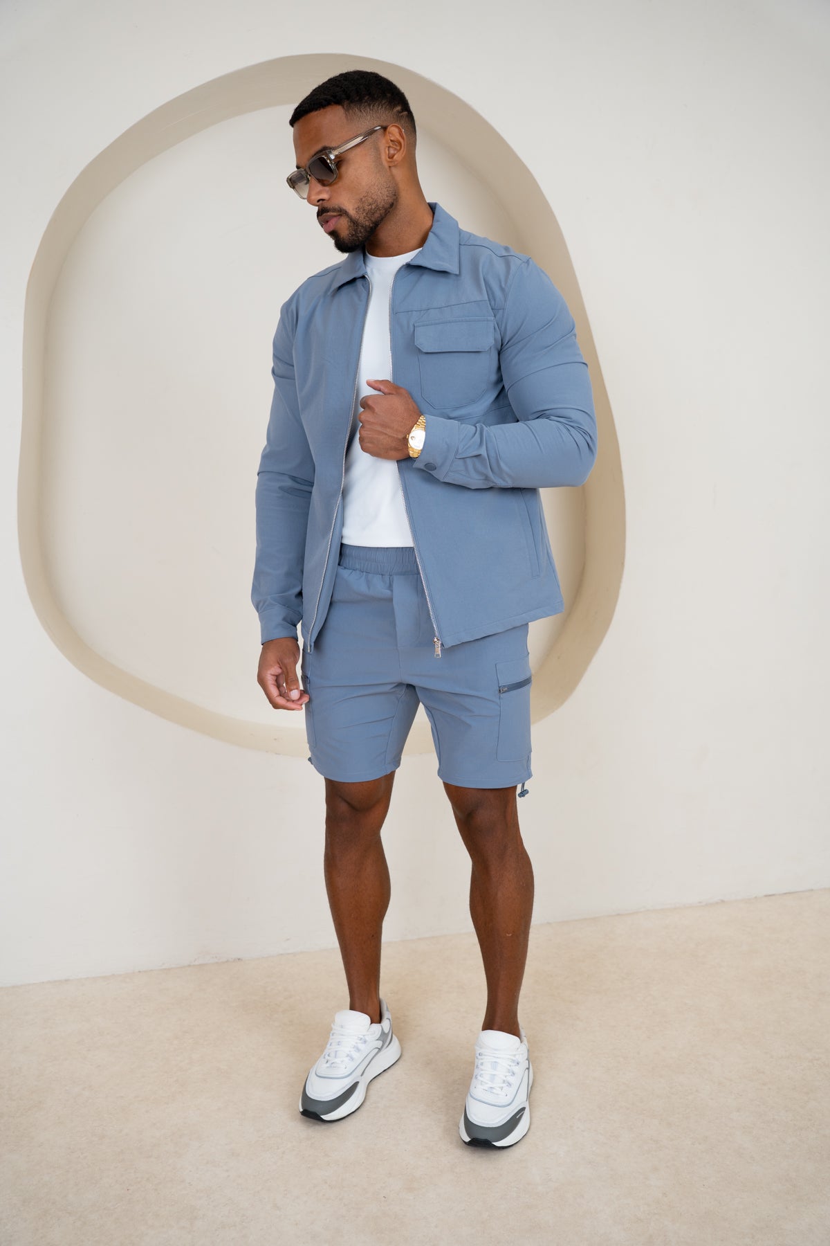 Premium Detail Cargo Shorts V2 - Steel Blue